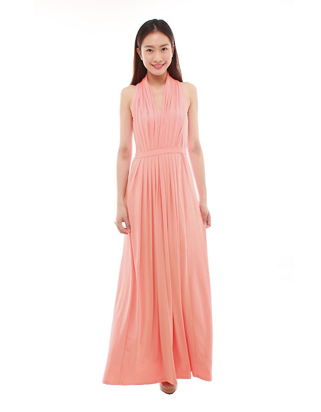 Marilyn Maxi Dress in Peach Pink